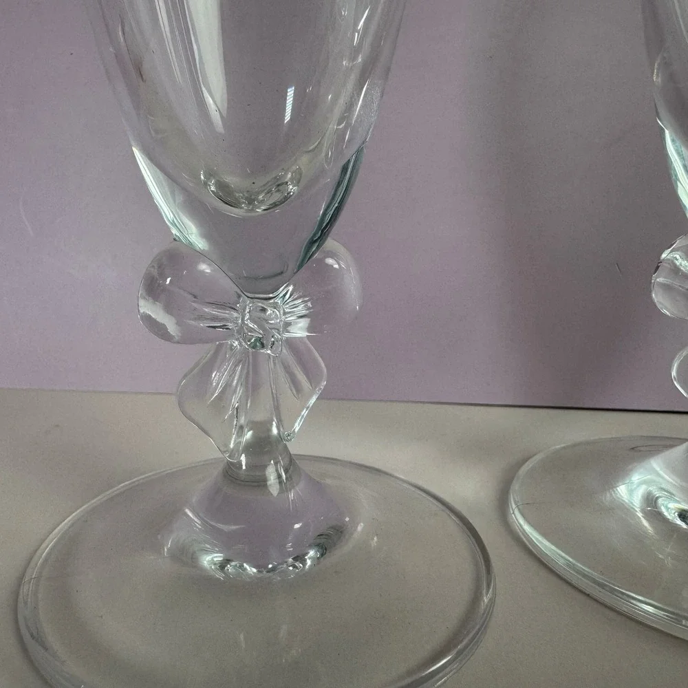 VTG Mikasa High Society Crystal Bud Vase Bow Ribbon 9.5